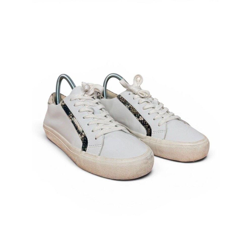Madewell Women’s Sidewalk Sneakers 8.5 Low-Top Leather White Snake Embossed Logo